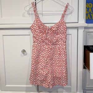 Red and white flower romper